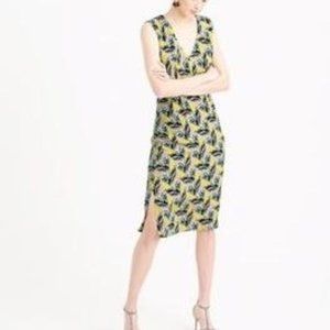 J Crew Spring Meadow Sleeveless Dress Size 2 Yellow Blue Silk Floral Colorful